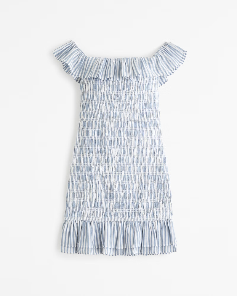 Women's Off-The-Shoulder Smocked Mini Dress | Women's Dresses & Jumpsuits | Abercrombie.com | Abercrombie & Fitch (US)