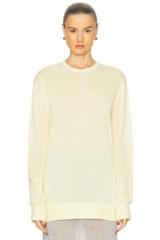 Toteme Long Sleeve Tee Knit Sweater in Lemon | FWRD 