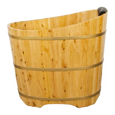 34'' x 23'' Mobile Freestanding Japanese Soaking Tub Wood Bathtub For Small Space | Wayfair North America