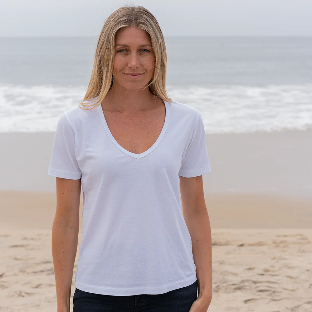 Womens Deep V-neck T-shirt | The Classic T Shirt Company