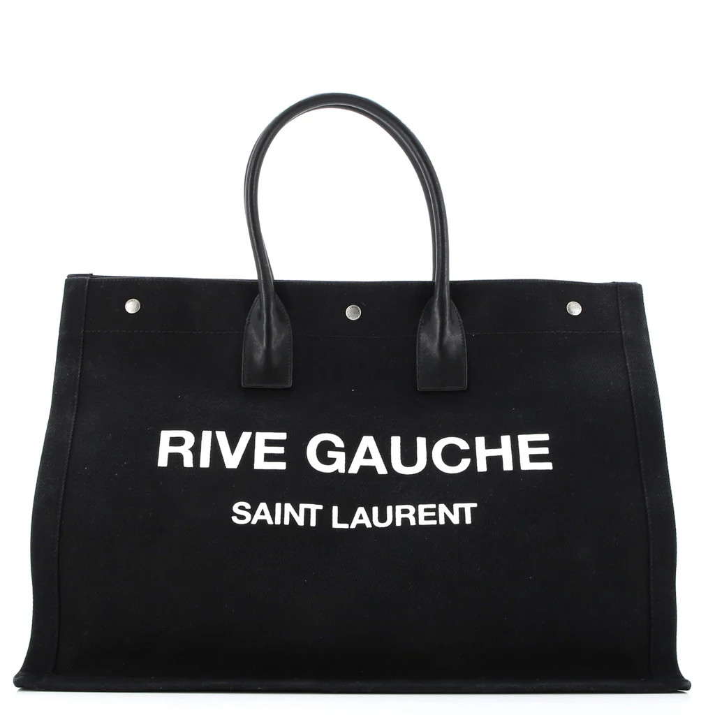 Saint Laurent Rive Gauche Shopper Tote Canvas Large Black 3384031 | Rebag