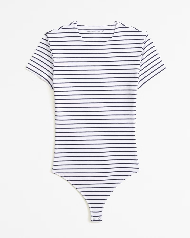 Short-Sleeve Cotton-Blend Seamless Fabric Crew Bodysuit | Abercrombie & Fitch (US)