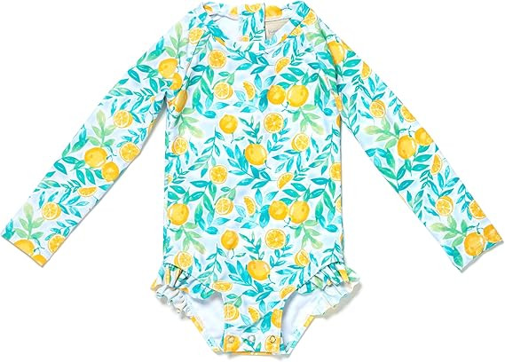 Coast & Crest Baby and Toddler Girl Long Sleeve Rash Guard One Piece Swimsuit | Amazon (US)
