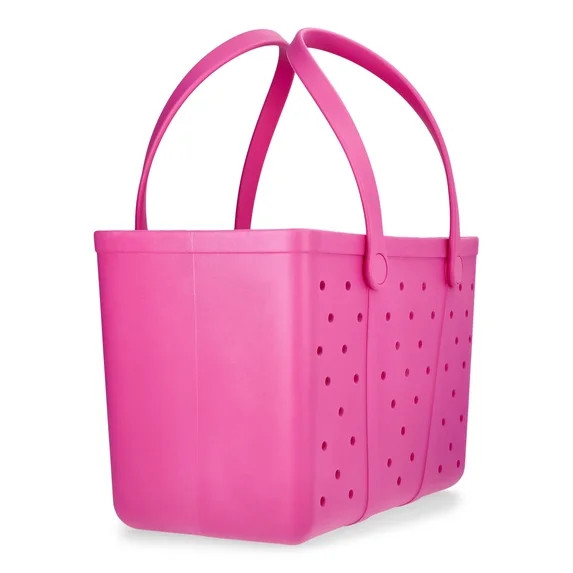 Time and Tru Women's Lightweight Beach Tote Bag, Hot Pink | Walmart (US)