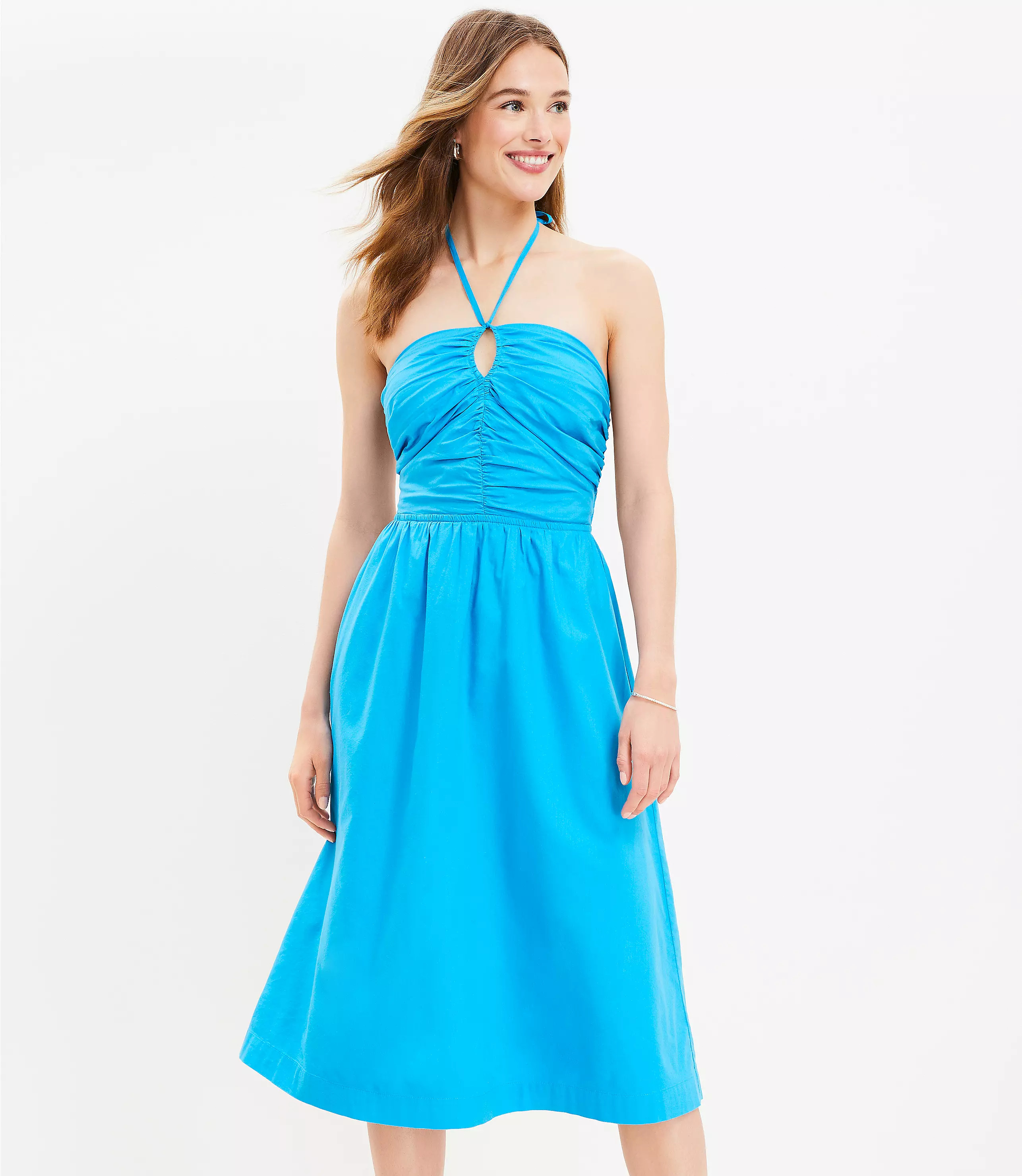 Keyhole Halter Midi Dress | LOFT