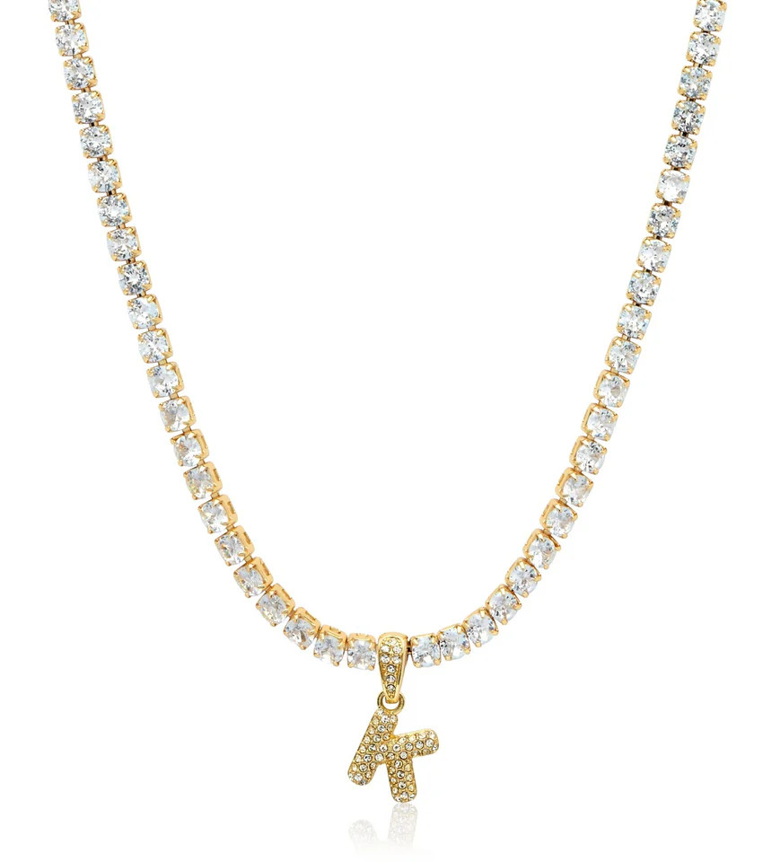 Bubble Initial Tennis Necklace (Gold) | Abbott Lyon