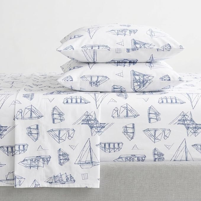 Nautica – Full Size Sheet Set, Crisp Cotton Percale Bedding with Matching Pillowcases, Lightwei... | Amazon (US)