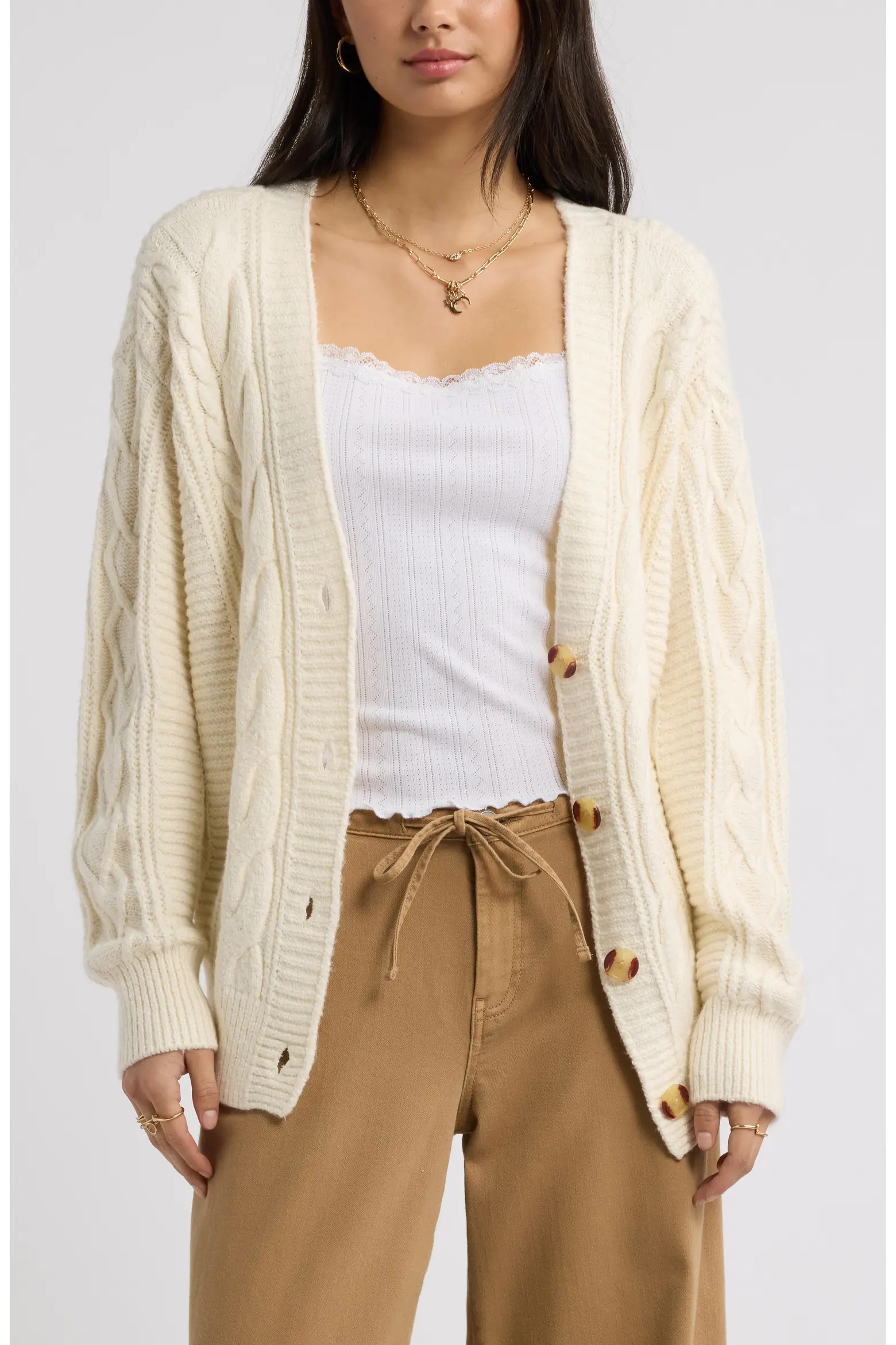 BP. Relaxed Cable Stitch V-Neck Cardigan (Women) | Nordstrom | Nordstrom