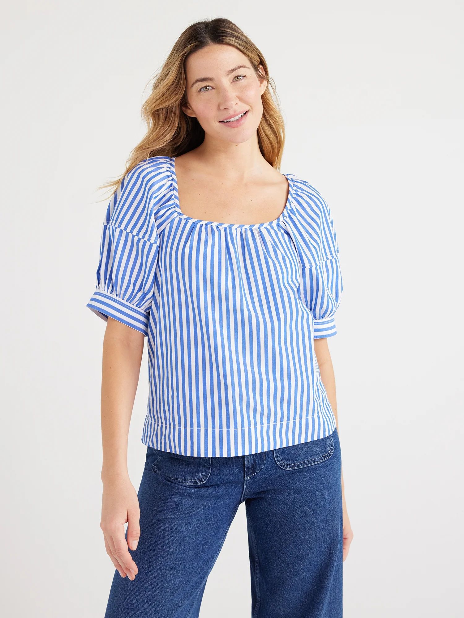 Free Assembly Women’s Puff Sleeve Top, Sizes XS-XXXL - Walmart.com | Walmart (US)