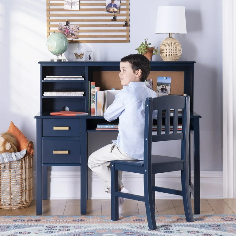 Guidecraft Kids' Taiga Desk and Hutch - Navy: Children's Wooden Bedroom Computer and Study Table ... | Walmart (US)