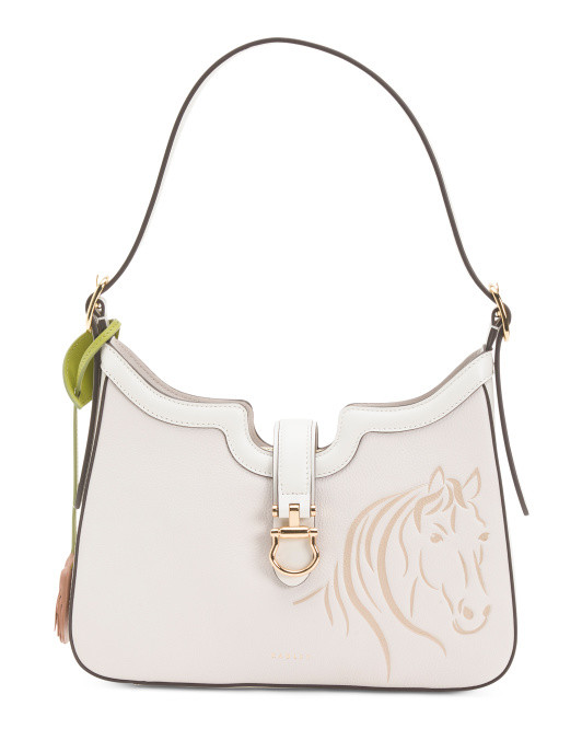 Leather Kentucky Derby Ss25 Medium Zip Top Shoulder Bag | TJ Maxx