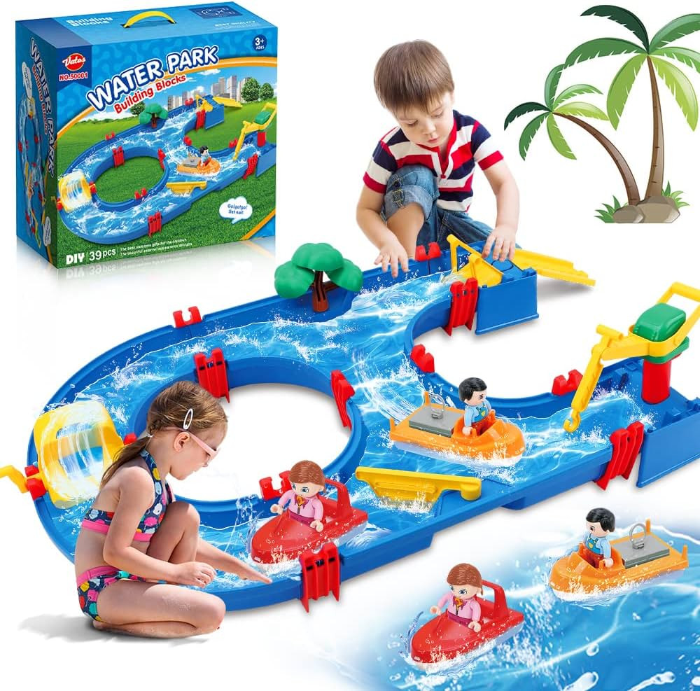 VATOS Water Toy for Kids,39pcs DIY Mini Water Park Building Blocks Toy on Table or Lawn,Beach, Wa... | Amazon (US)