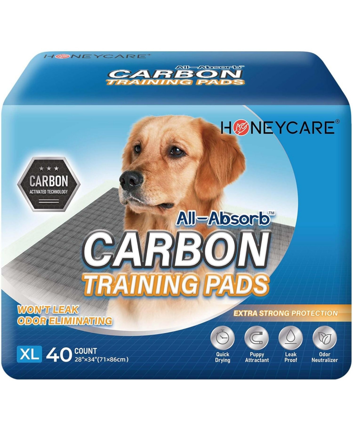 HoneyCare Carbon All-Absorb Puppy Training Pads Dog Potty Pads Absorb Eliminating Urine Odor, Jumbo-Size Charcoal Puppy Pad Xl 28x34 inch, 80ct - Char | Macy's
