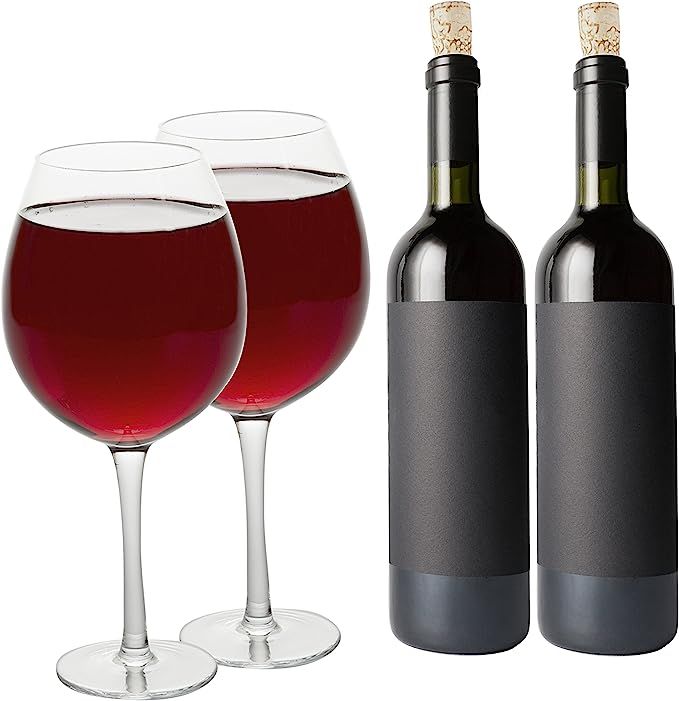 Oversized XL Giant Wine Glass -33.5 oz - Holds a full bottle of wine! (2 Glasses), Fun Gift | Amazon (US)