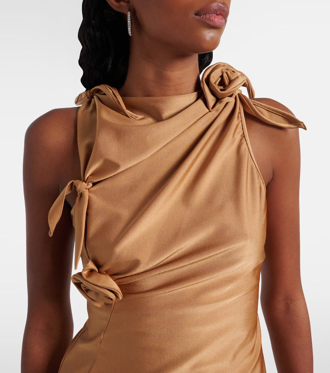 Floral-appliqué cutout satin top | Mytheresa (US/CA)