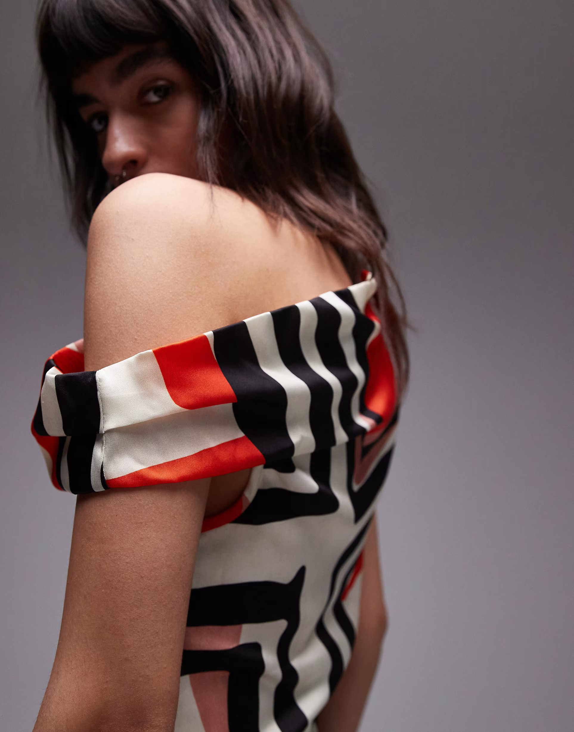 Topshop scarf print asymmetric top in bold red & black print | ASOS | ASOS (Global)