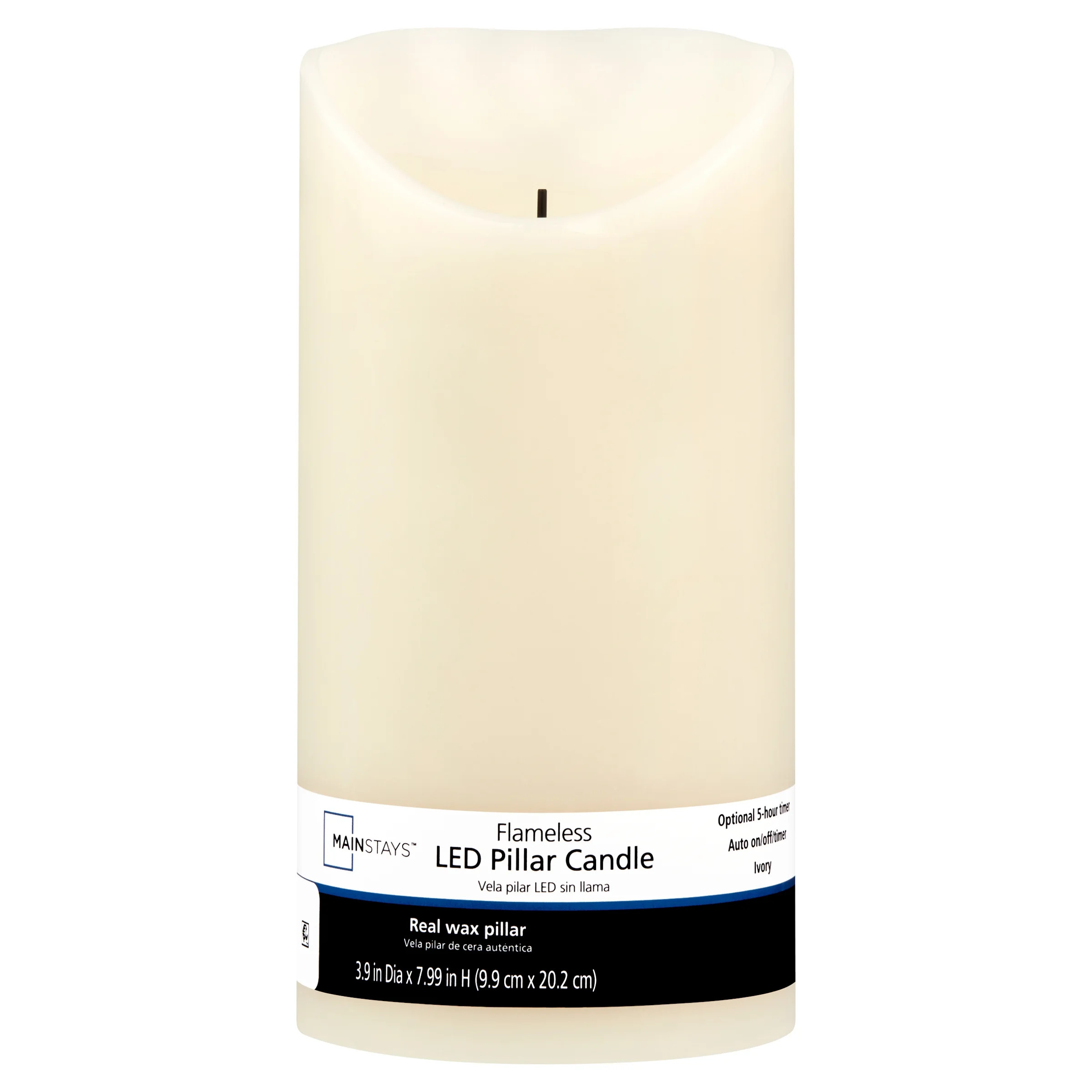 Mainstays Unscented Flameless LED Pillar Candle, Ivory, 4 x 8 in - Walmart.com | Walmart (US)