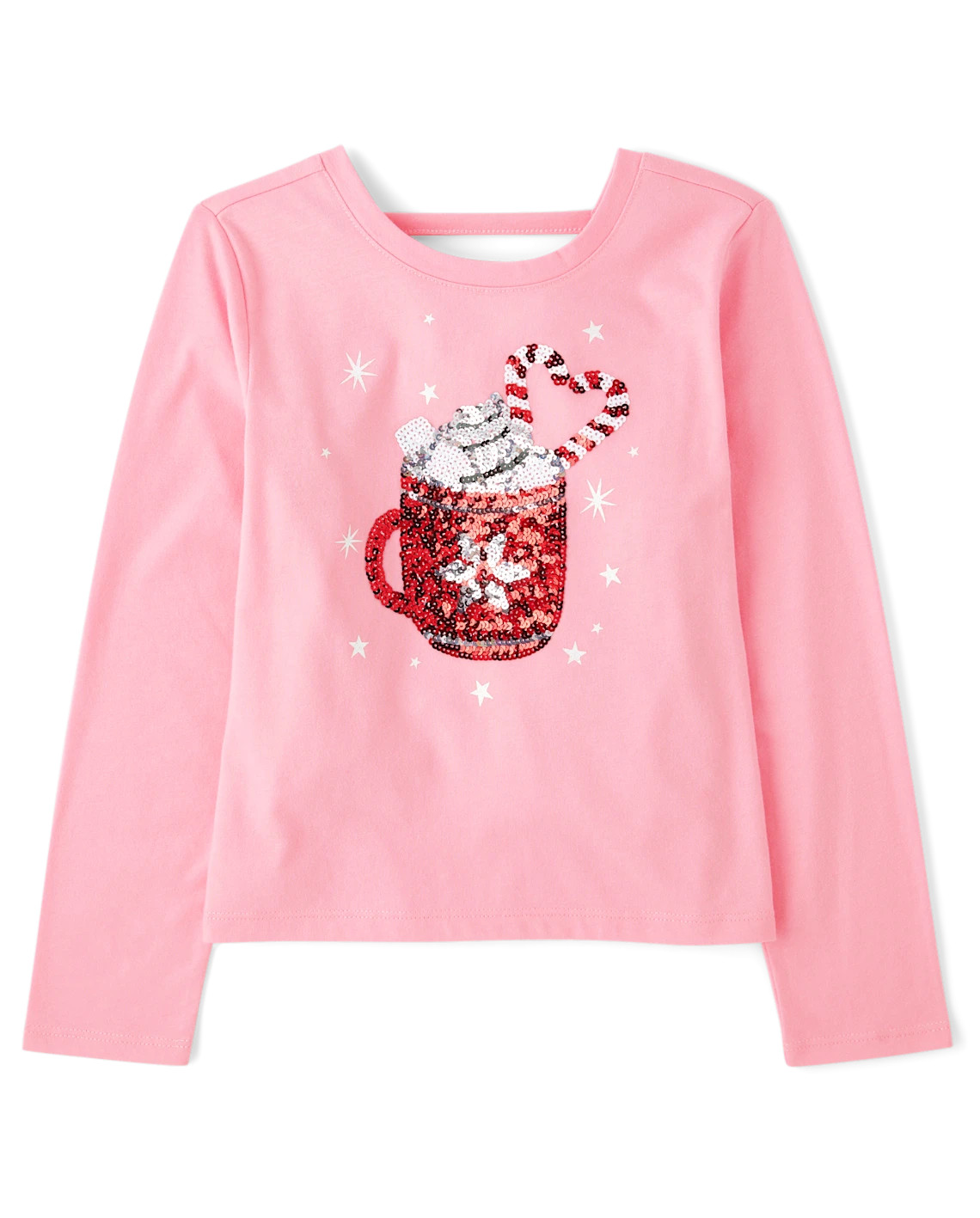 Girls Long Sleeve Sequin Bar Back Graphic Top - SPRUCESHAD | The Children's Place CA | The Children's Place