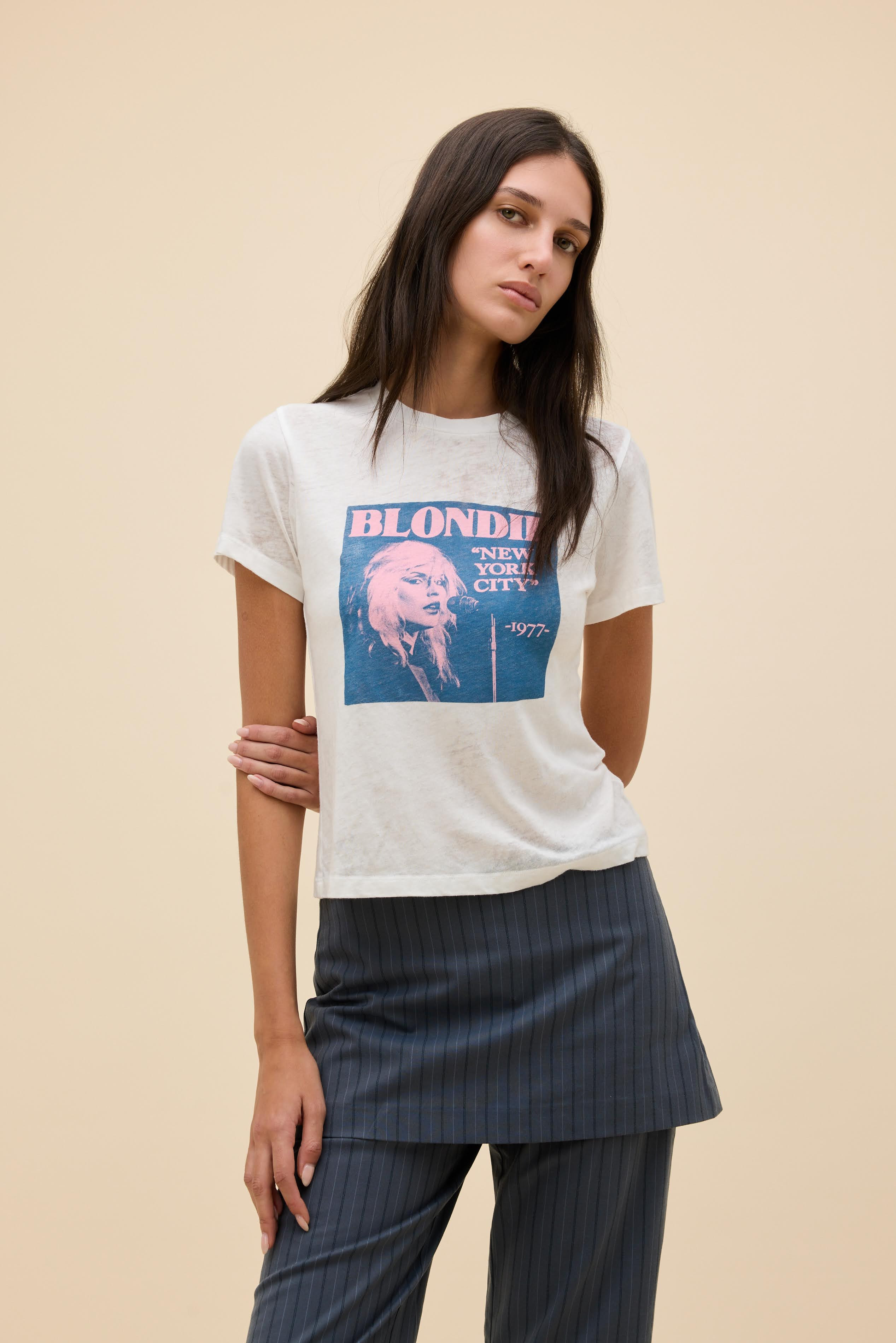 Blondie Magazine Burnout Vintage Tee in White | Cotton Poly Jersey T-Shirt in Vintage White | Daydreamer