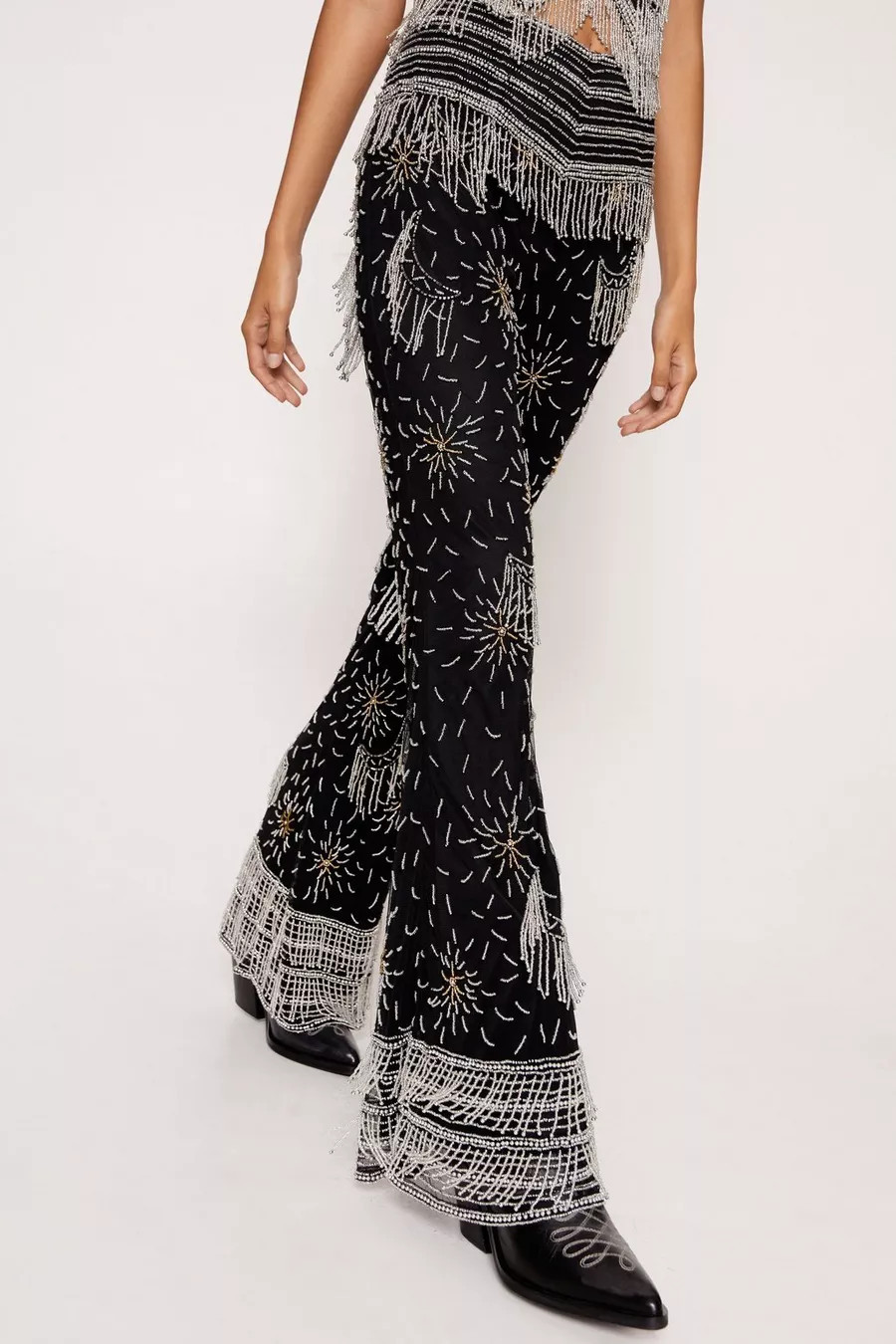 Tassel Beaded Celestial Flare Pants | Nasty Gal US