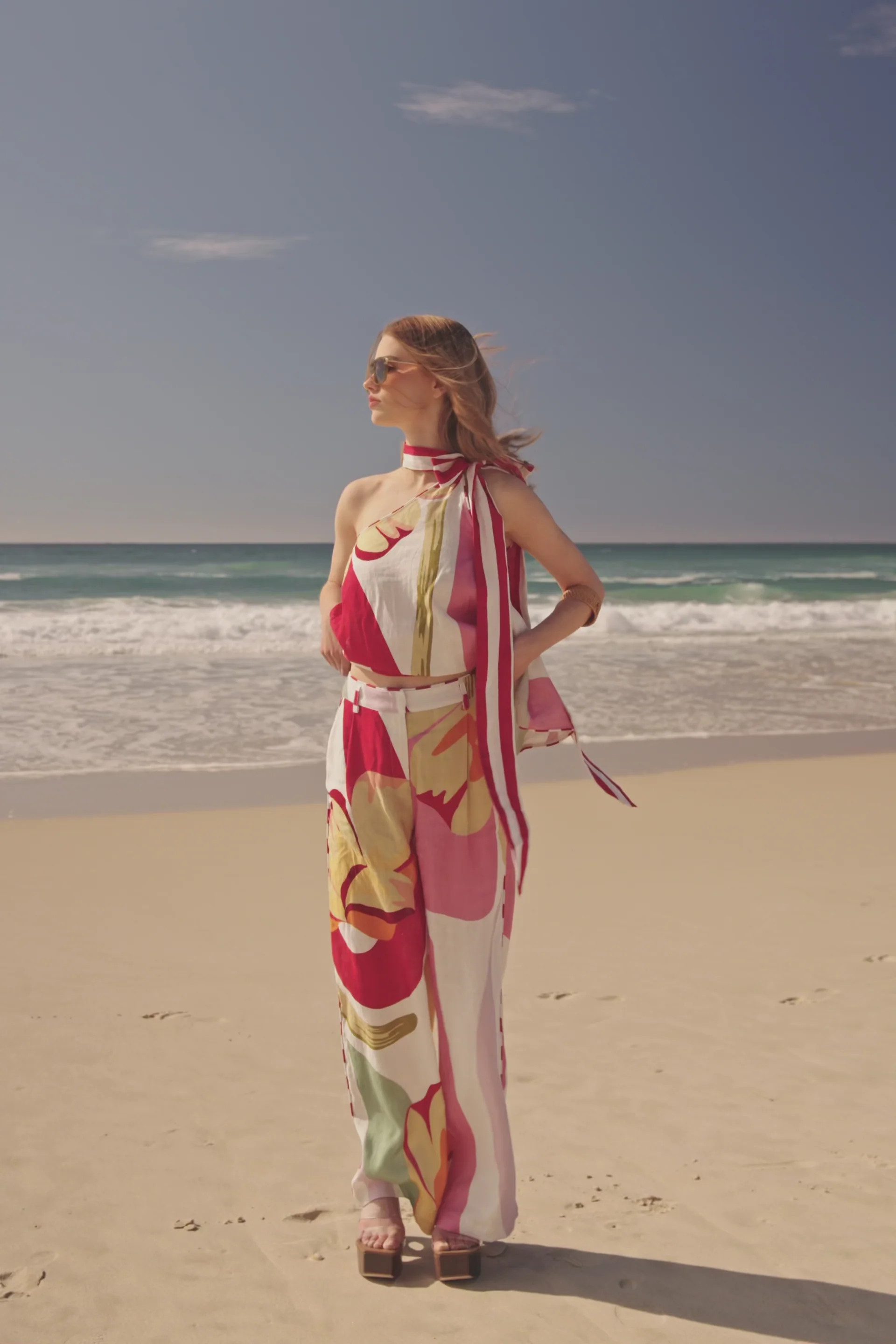 Red Estivo Abstract Print Pocket Trouser Pants | Sabo Skirt US