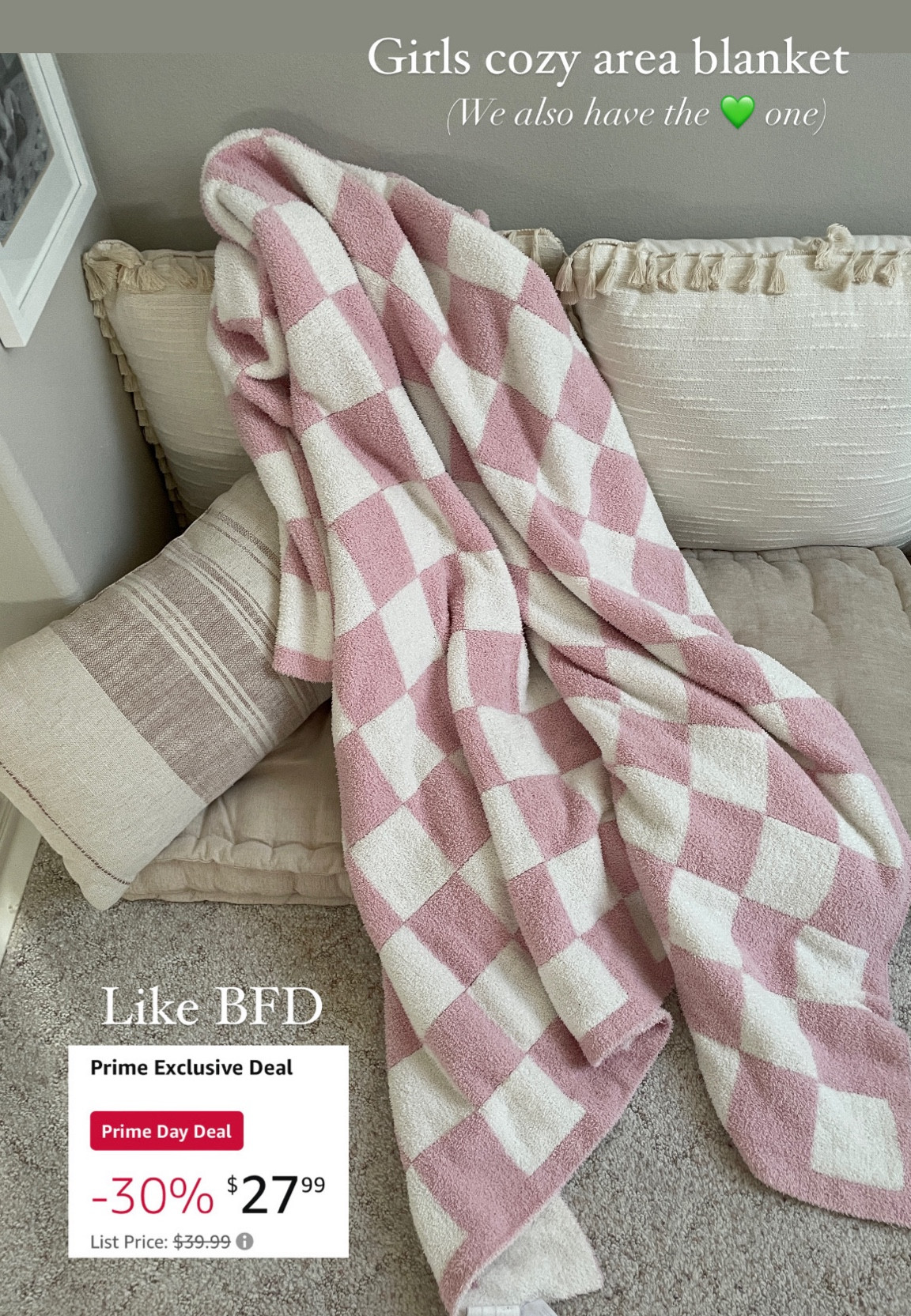 Amazon prime home deal 
Soft blanket like barefoot dreams 
We also have the green check one too! 


#LTKHome #LTKSaleAlert