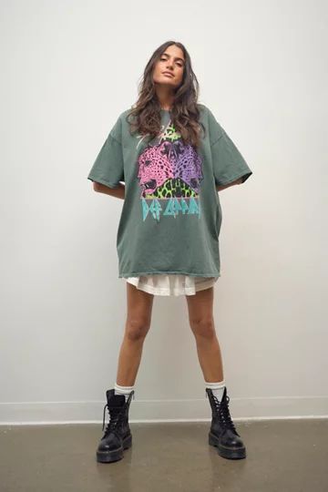 Def Leppard Double Animal T-Shirt Dress | Urban Outfitters (US and RoW)