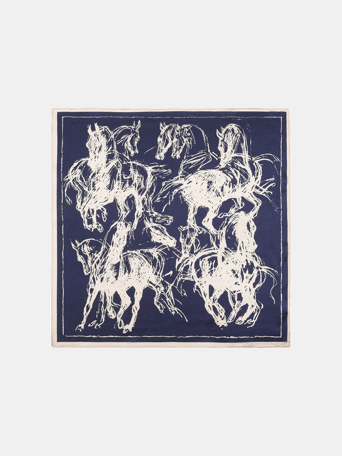 Horse Sketch Print Silk Scarf | Commense