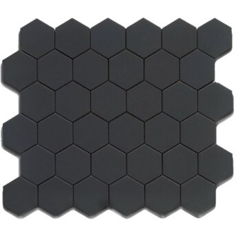 Splash Mosaic Tile Cascade 5-Pack Black 12-in x 12-in Glazed Porcelain Hexagon Floor and Wall Til... | Lowe's