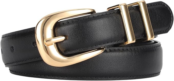 ALAIX Women's Leather Belt for Jeans Pants Dress Black Leather Belt with Gold/Silver Buckle Fashi... | Amazon (US)