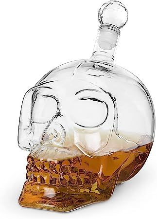 Foster & Rye Skull Liquor Decanter, Clear Glass Skull Shaped Whiskey Decanter with Stopper, 25 Ou... | Amazon (US)