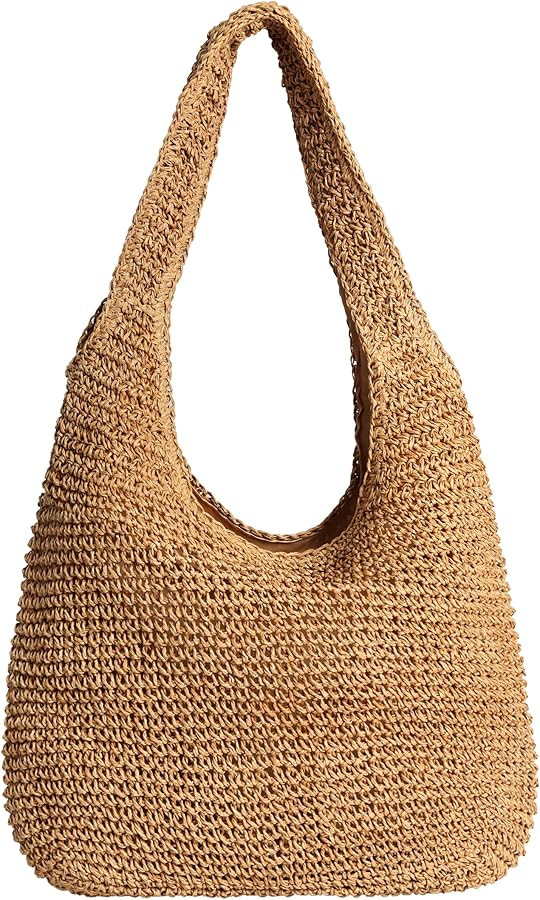 Straw Bag for Women Beach Woven Tote Bag Large Capacity Shoulder Bag for Summer Vacation | Amazon (US)