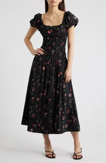 Riva Shirred Midi Dress | Nordstrom