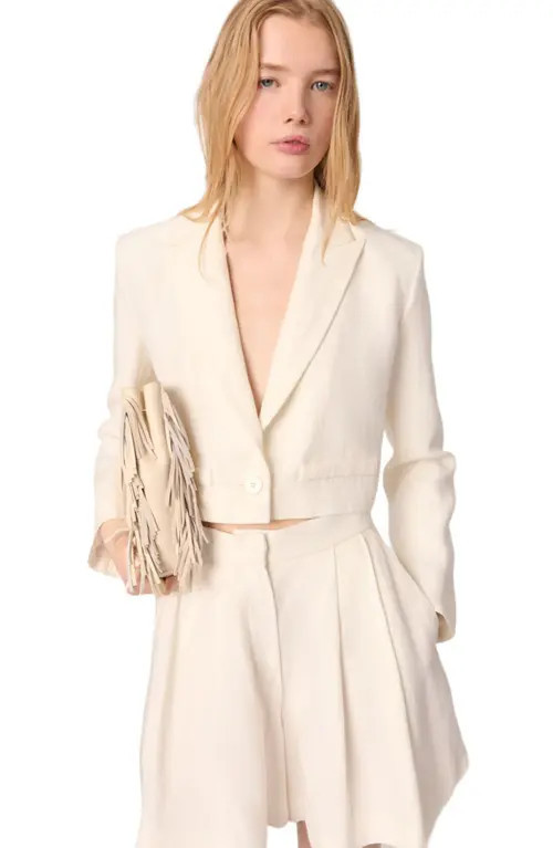 maje Cropped suit jacket in Ecru at Nordstrom, Size 34 Eu | Nordstrom