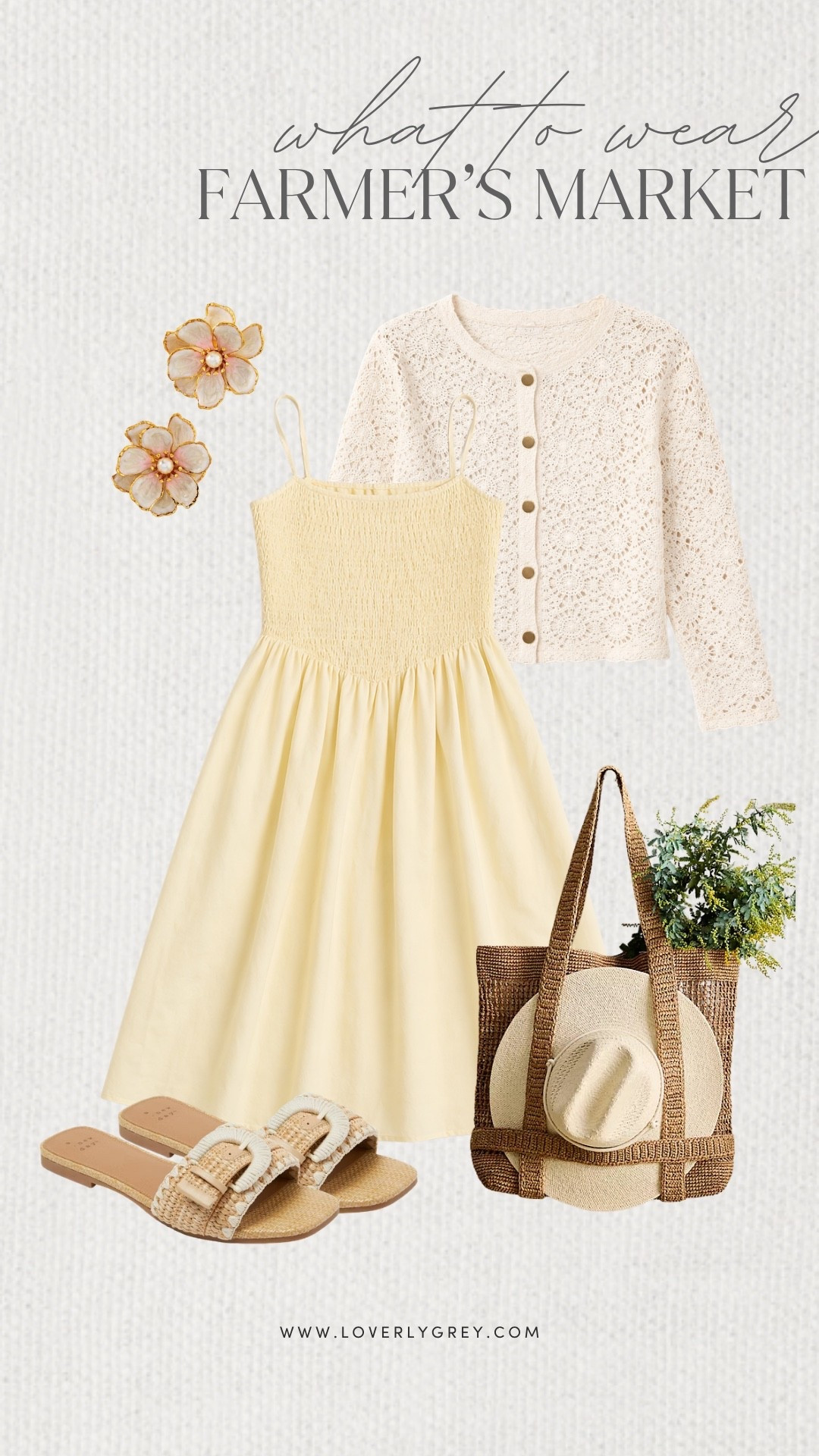 Loverly Grey, what to wear to the farmer’s market! This butter yellow dress is such a perfect pick for a sunny day! Layer it with a lightweight cardigan and style it with a straw tote and comfy sandals! Loverly Grey, what to wear, farmer’s market

#LTKgrwm #LTKSeasonal #LTKootd