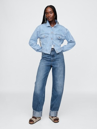 High Rise Cuffed Barrel Jeans | Gap (US)