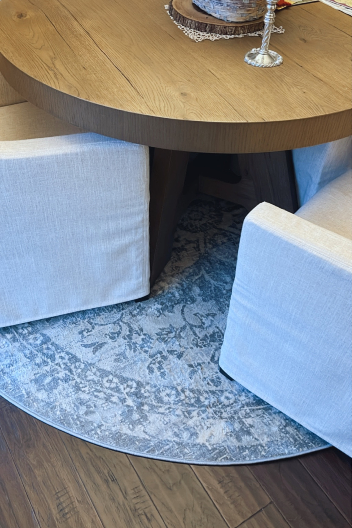 Nance’s new dining chairs and rug from target
