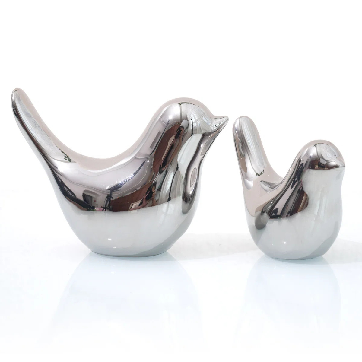 Silver Birds Statues Home Decor Modern Style Decorative Ornaments for Silver Table Decor Living R... | Wayfair North America