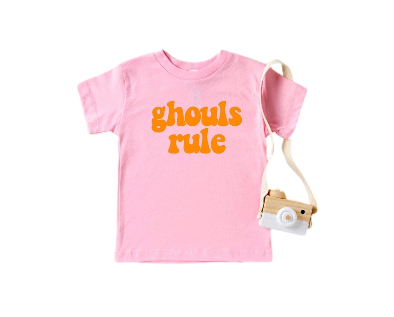 Ghouls rule Halloween tshirt for girls toddler youth infant Funny holiday shirt short sleeve (6-8... | Amazon (US)