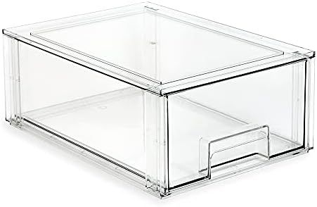 Isaac Jacobs Large Stackable Organizer Drawer (13.5” x 9.9” x 5.4”), Clear Plastic Storage ... | Amazon (US)