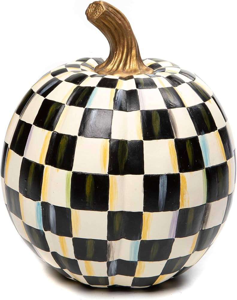 MACKENZIE-CHILDS Courtly Check Black-and-White Small Decorative Pumpkin for Fall Decor, Autumn De... | Amazon (US)
