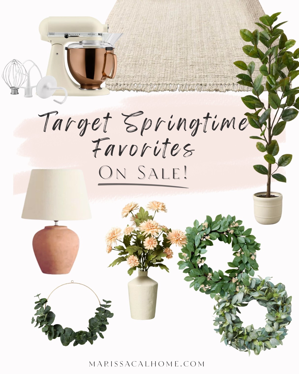 Spring home decor on sale at Target! Door wreaths // springtime // terracotta // faux florals // stand mixer // kitchen aid // faux indoor tree // woven neutral area rug

#LTKSaleAlert #LTKHome