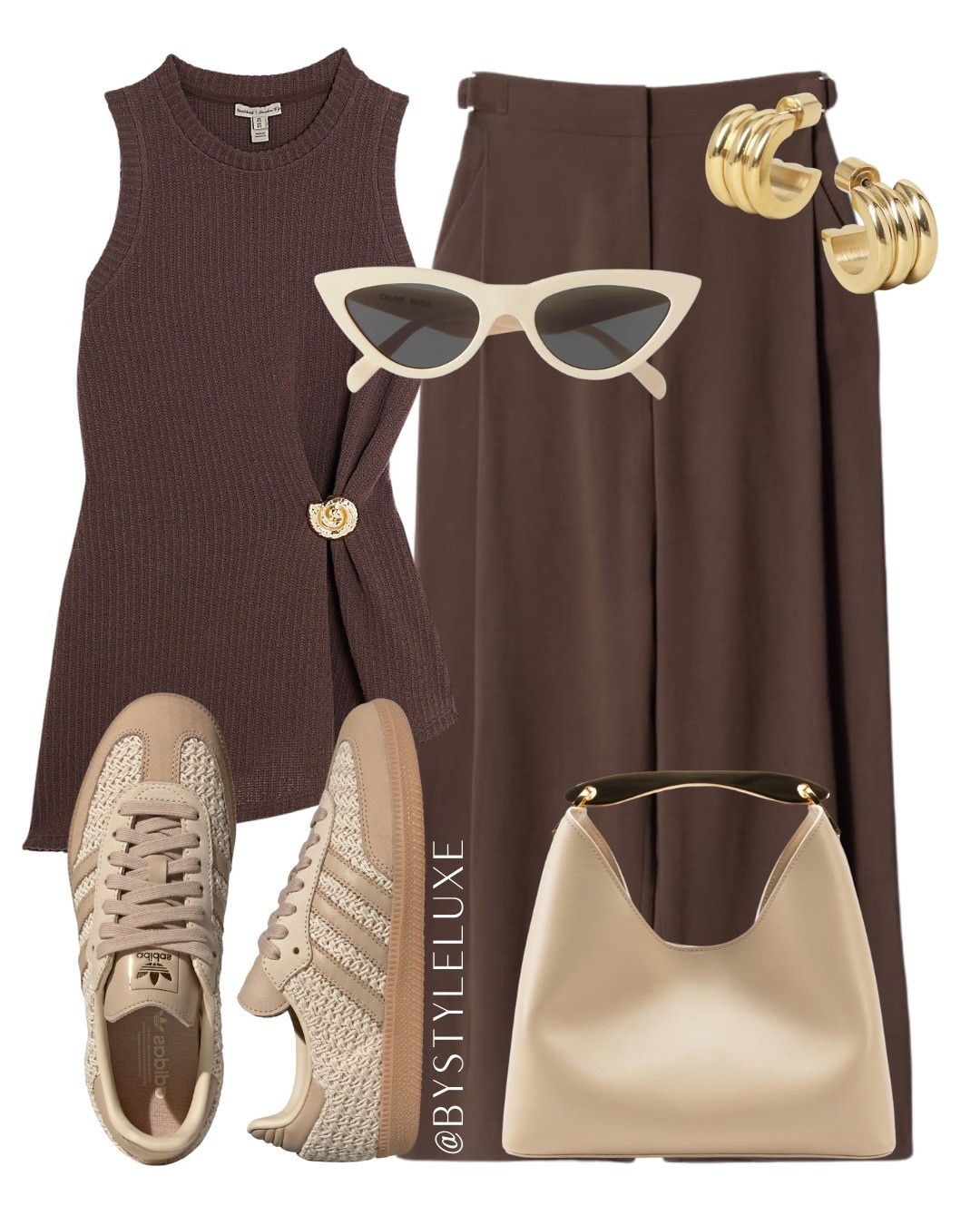 SUMMER TOP - a gorg all brown outfit styled with crochet Sambas for a cool girl everyday outfit 

#adidassamba #summeroutfit #browntrouser

#LTKsummer #LTKshoes #LTKbag