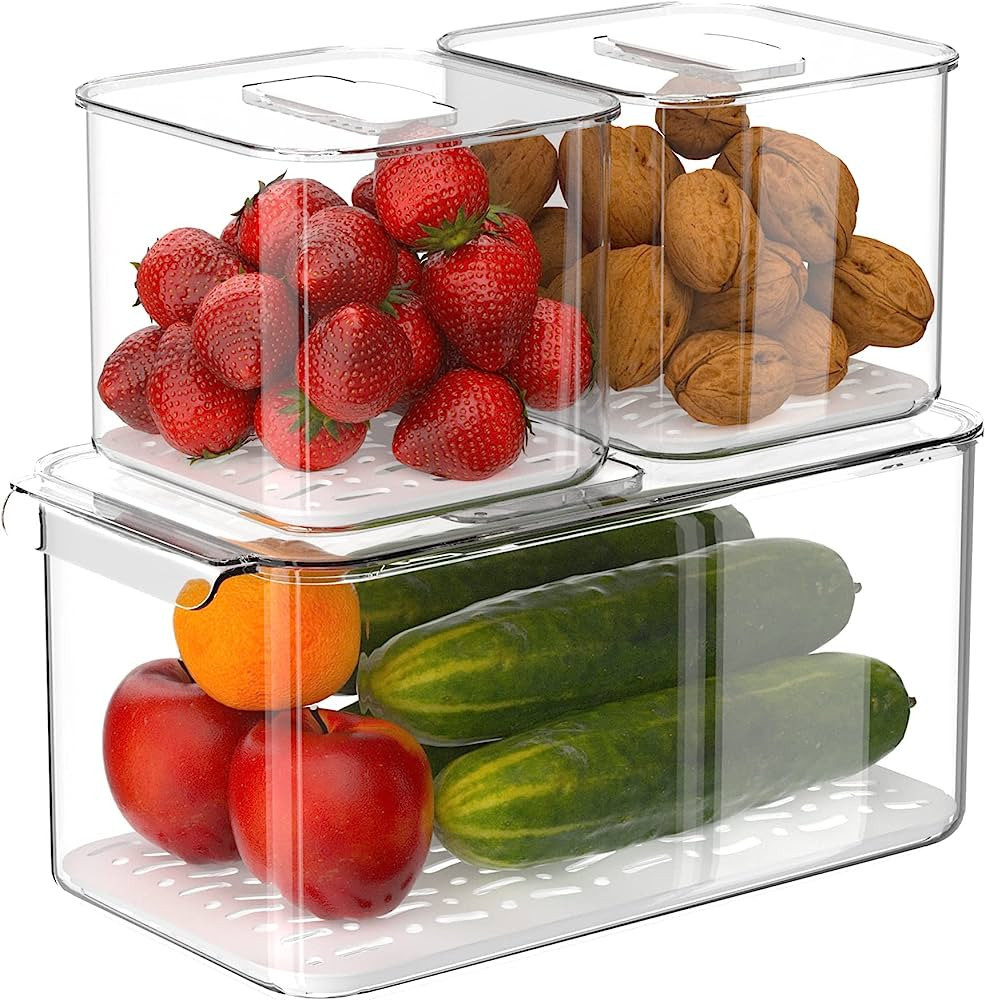 iPEGTOP Fridge Produce Saver Food Storage Bin Containers, Stackable Refrigerator Freezer Organize... | Amazon (US)