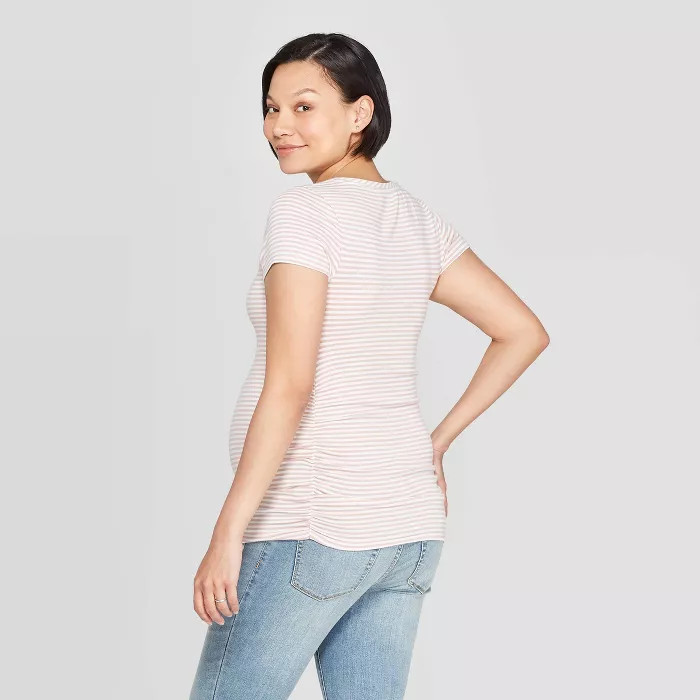 Maternity Short Sleeve Scoop Neck Side Shirred T-Shirt - Isabel Maternity by Ingrid & Isabel™ | Target