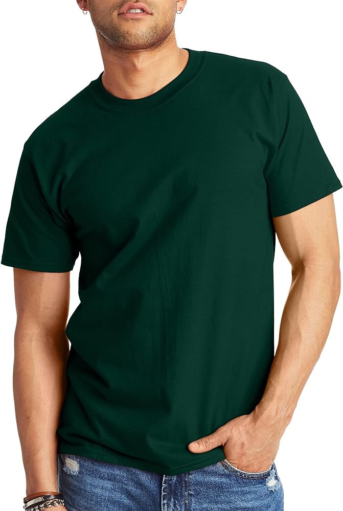 Hanes Men's Beefy-t T-Shirt, Heavyweight Cotton Tee, 1 Or 2 Pack, Big & Tall | Amazon (US)