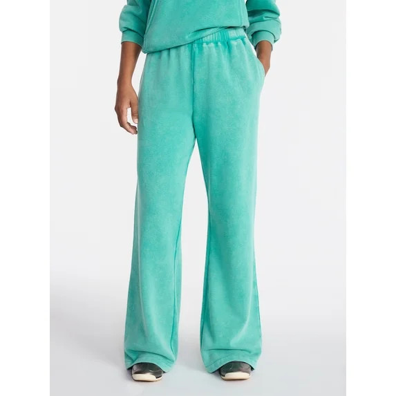 No Boundaries Washed Fleece Wide Leg Pants, 31" Inseam, Women's XXS-XXL | Walmart (US)