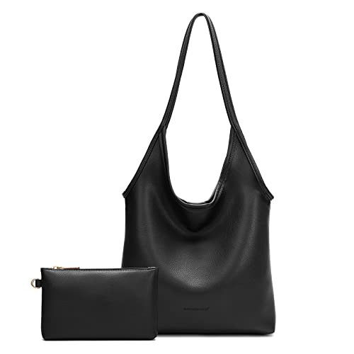 Montana West Hobo Bags for Women Designer Top Handle Purses Soft Ladies PU Leather Shoulder Handbag Set MWC2-111BK | Amazon (US)
