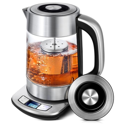 KEINVE Electric Kettle Temperature Control - 1.7L Glass Tea Kettle Electric with Infuser, 60Min Keep Warm & Automatic Shut Off, 1500W Rapid Boil Water Boiler for Loose Tea, Coffee, Oatmeal | Amazon (US)