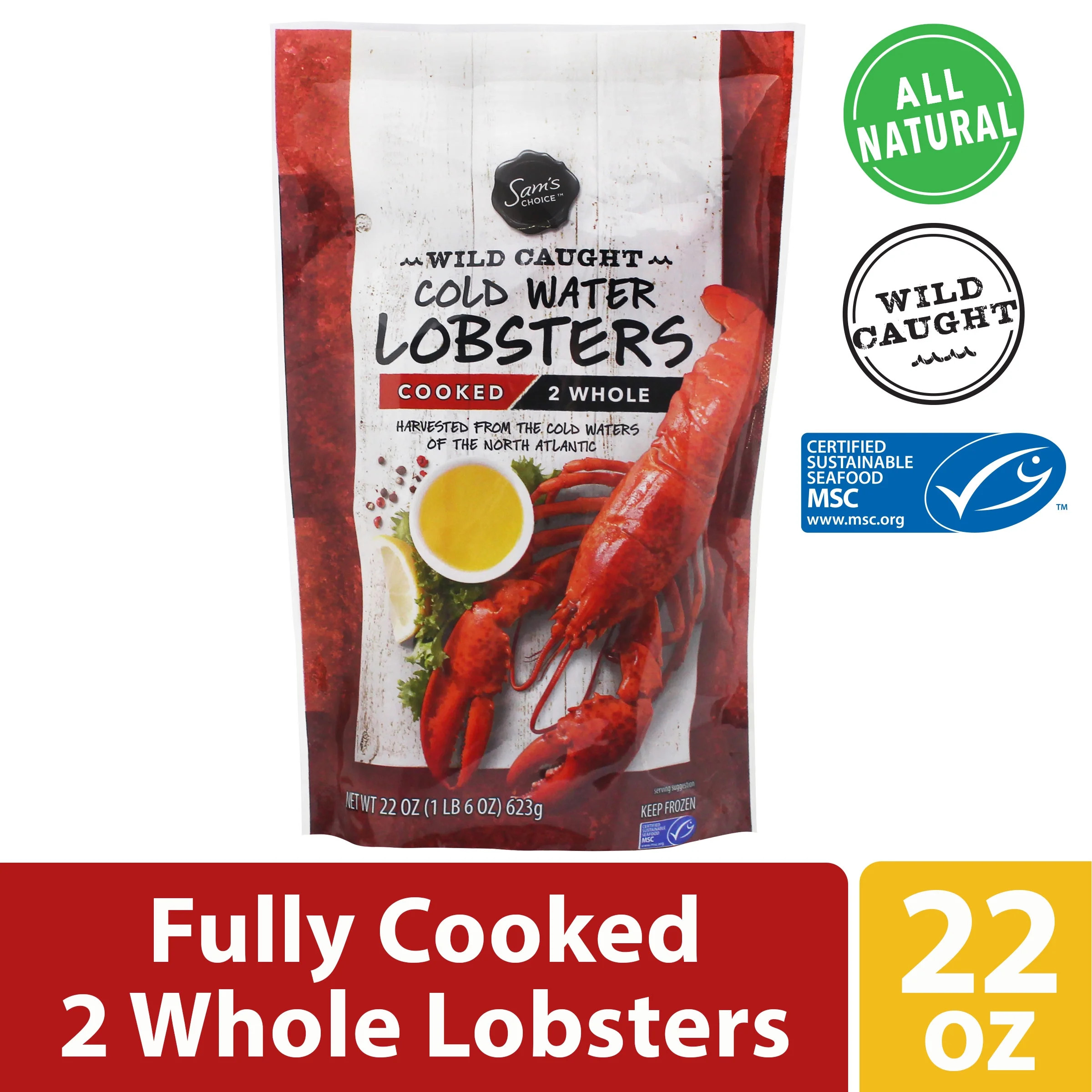 Sam’s Choice Wild Caught Whole Cooked Cold Water Lobster, 22 oz | Walmart (US)